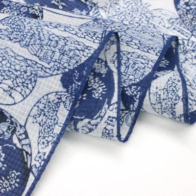 竺仙ゆかた】綿紅梅/ブルー 貝合わせ 24-5006 竺仙 東レシルック