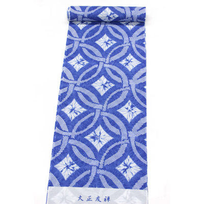 大正友禅】紫織庵-綿絽地浴衣藍 疋田友禅まる連ね 紫織庵 東レシルック