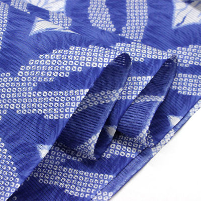 大正友禅】紫織庵-綿絽地浴衣藍 疋田友禅まる連ね 紫織庵 東レ