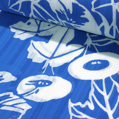 竺仙ゆかた】キングサイズ40cm幅/かげろうゆかた/注染/青地 朝顔