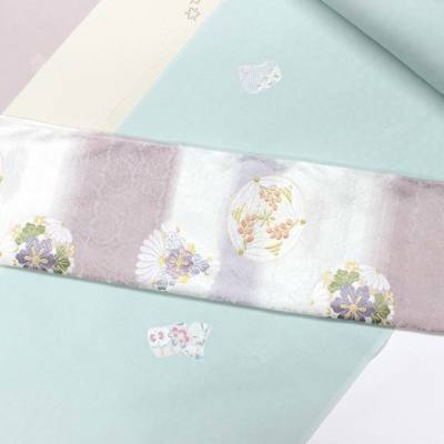 MO-3124 夏帯 名古屋帯 紗 舟に菊 萩 桔梗の花 金銀糸 橙茶色 MO-3124 夏帯 名古屋帯 紗 舟に菊 萩 桔梗の花 金銀糸 橙茶色