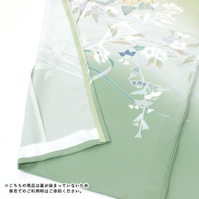 東レシルック 付下げ訪問着 hmg46薄抹茶色系／加賀調草花 【別八掛