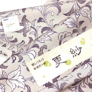 東レシルック 小紋sl-k1066灰桜 唐花 【更紗】 東レシルック