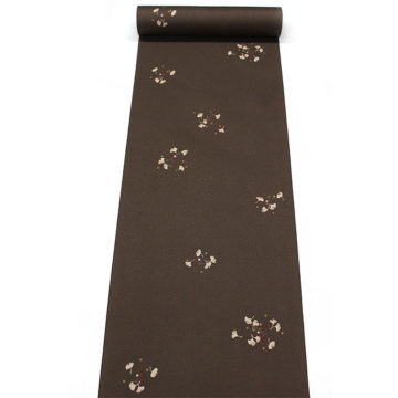 東レシルック 小紋k1517紋意匠生地 こげ茶 銀杏の葉 東レシルック 小紋