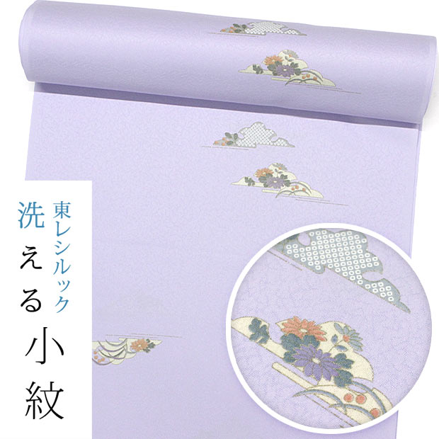 東レシルック 小紋k1533紋意匠生地 藤紫系 高台寺蒔絵柄 【奏美