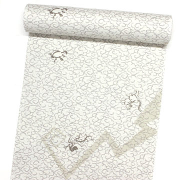 東レシルック 小紋k1548紋意匠生地 象牙色系 四神に雷 （青龍