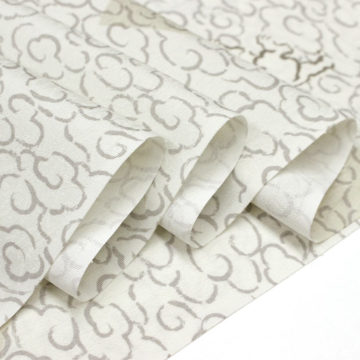 東レシルック 小紋k1548紋意匠生地 象牙色系 四神に雷 （青龍