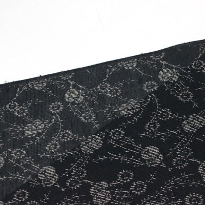 東レシルック 涼風紬 ns60洗える絹交織・夏結城風 黒地 柳に蹴鞠 東レ