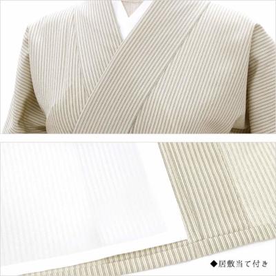 東レシルック 単衣小紋グリーン×薄茶系／子持ち縞 sl-phk150 東レ