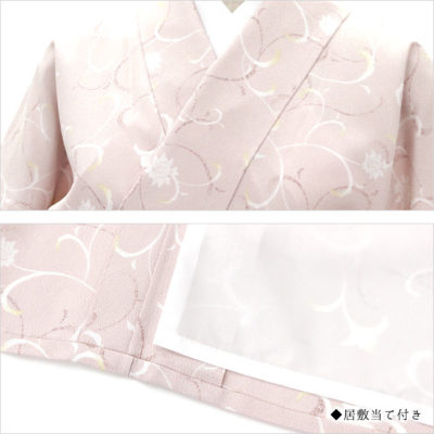 東レシルック 単衣小紋ちりめん地 薄藤ピンク/唐花唐草 sl-phk214 東レ