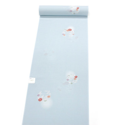 東レシルック 絽小紋sl-rk410絽ちりめん 水色系/飛び花丸 東レシルック