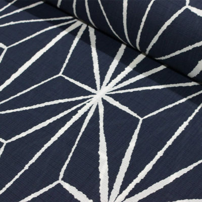 夏きもの兼用セオαゆかた 濃紺/麻の葉 【月下美人】【洗える浴衣