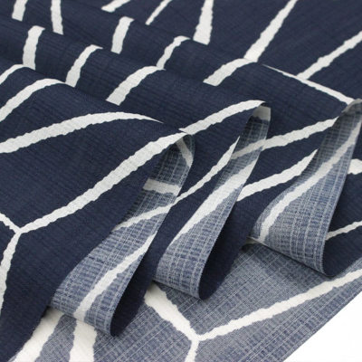 夏きもの兼用セオαゆかた 濃紺/麻の葉 【月下美人】【洗える浴衣